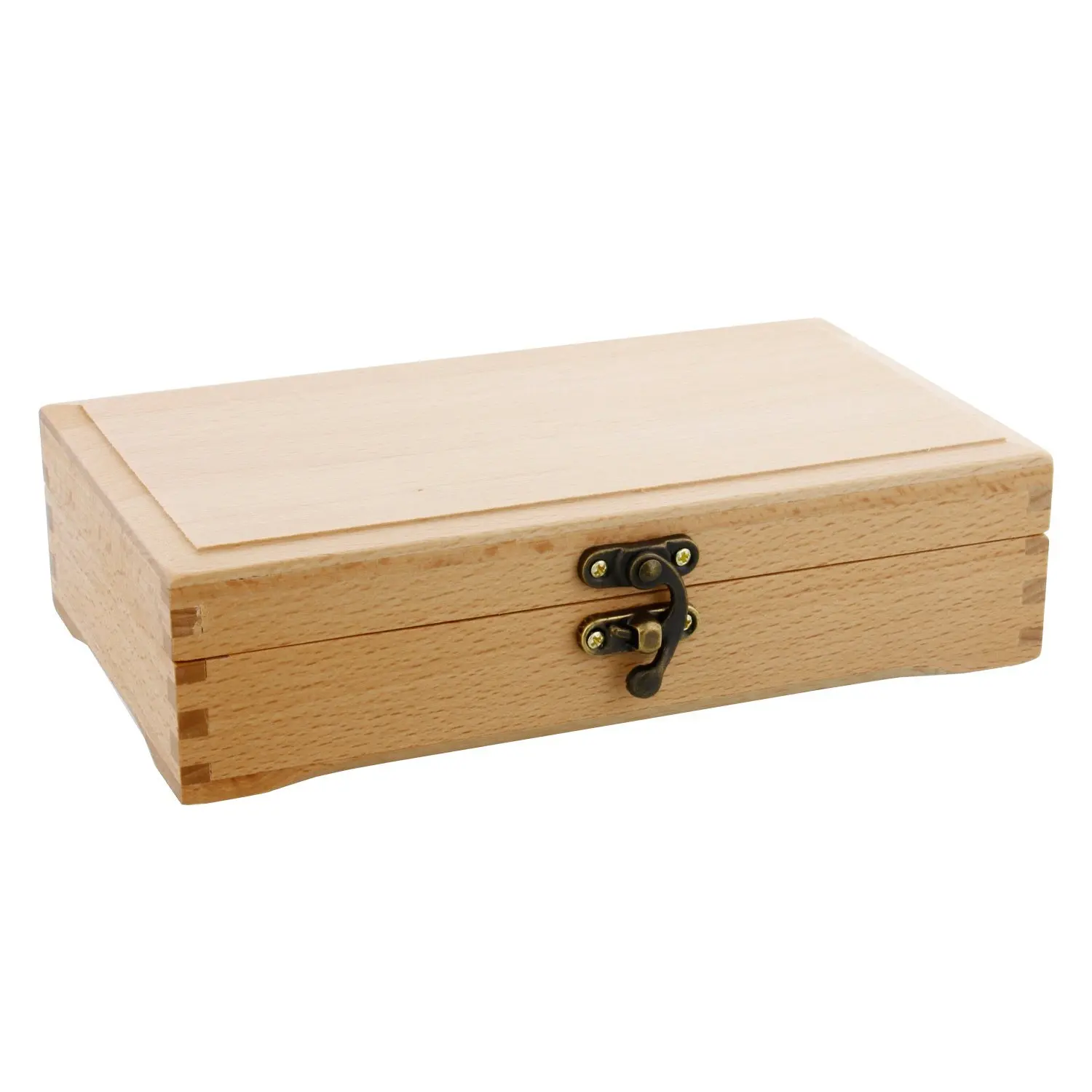 Luxury Wooden Storage Box Small Compartment Beech Wood Artist Tool And Brush Organizer Box With Locking Clasp