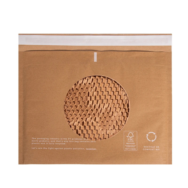 Compostable Padded Kraft Paper Express Envelope Biodegradable Shockproof Mailing Bags Shipping Honeycomb Mailers