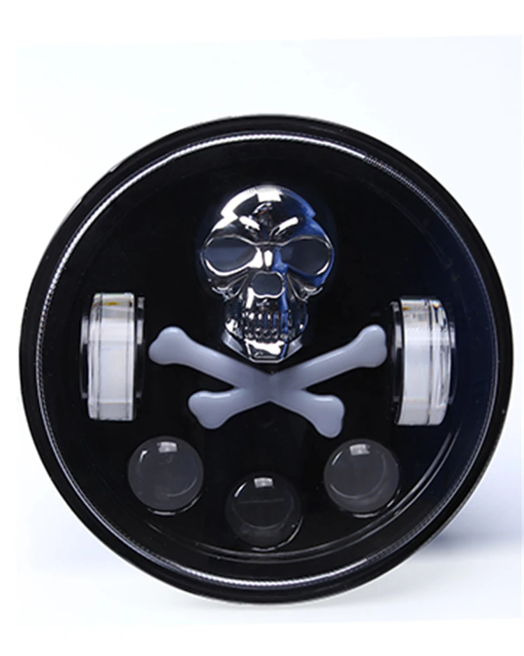 New Wind Auto Lighting System Driving Light Skull Shape Lamp Round Skull 5.75 Inch LED HeadLight for Jeep Motorcycle Accessories