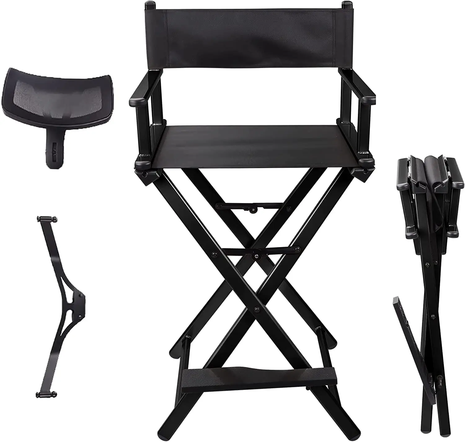 Oversized  Aluminum Portable Professional Makeup Artist Folding Tall  Directors Chair with Headrest