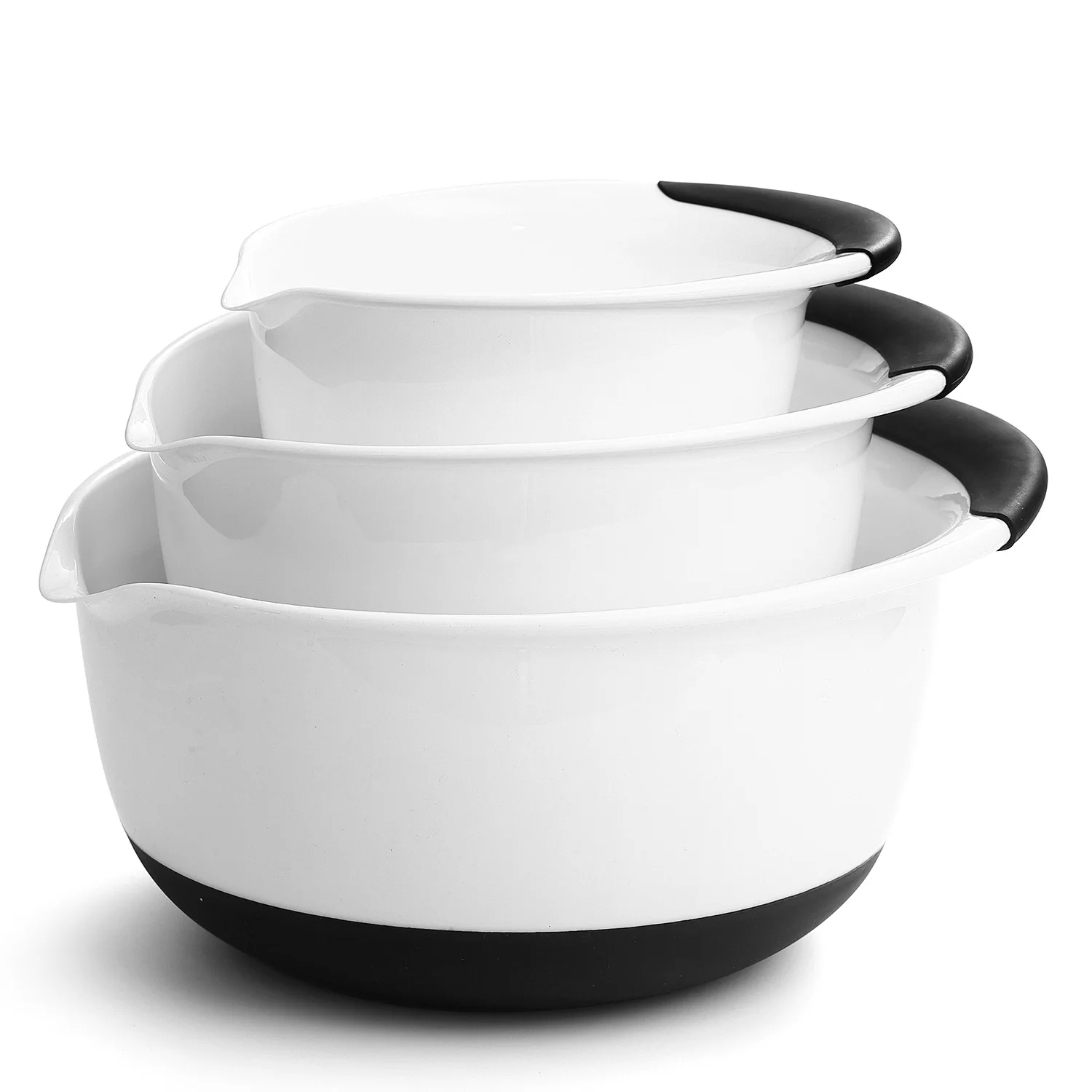 Smart Kitchen Plastic Mixing Salad Bowl with soft handle, set of 3pc
