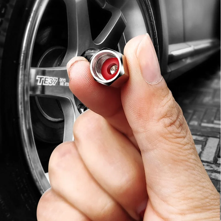 Aluminum tire valve caps metal hex car tire air dust stem covers wheel rim air valve caps universal Schrader valves