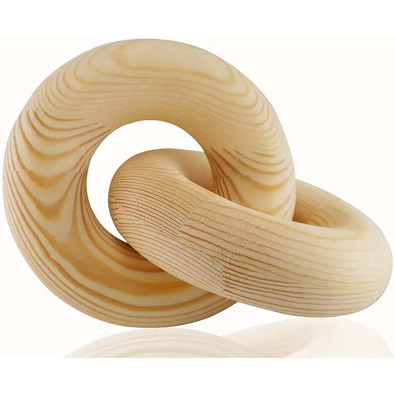 Wood Knot Decor  Large 2-Link Wooden chain link decor paulownia pine wood chain