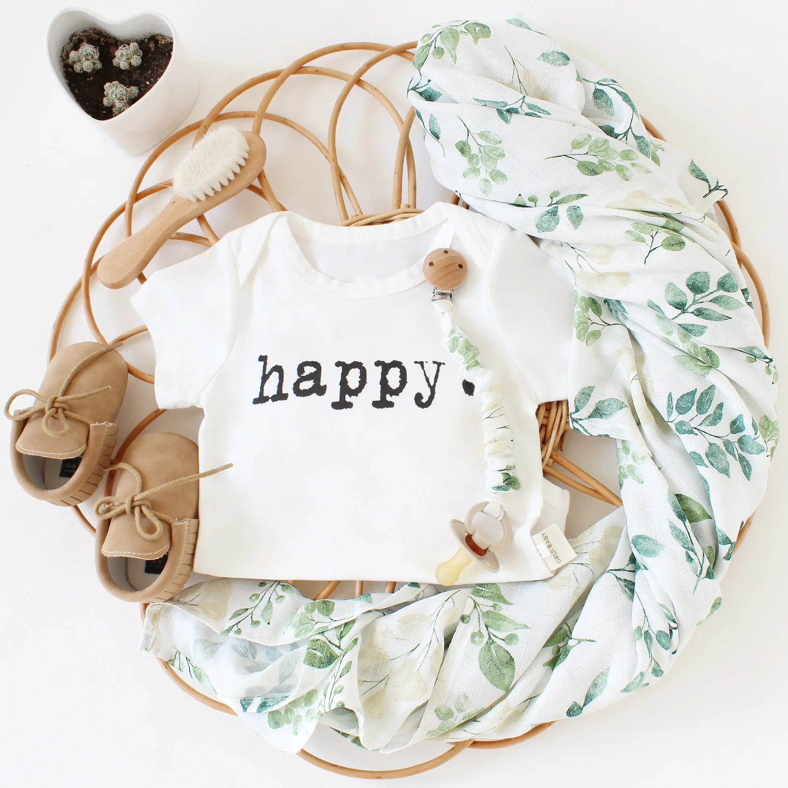 Infant Toy Wrinkle Bamboo Cotton Muslin Pacifier Holder Newborn Pacifier Clip Baby Teether Chain