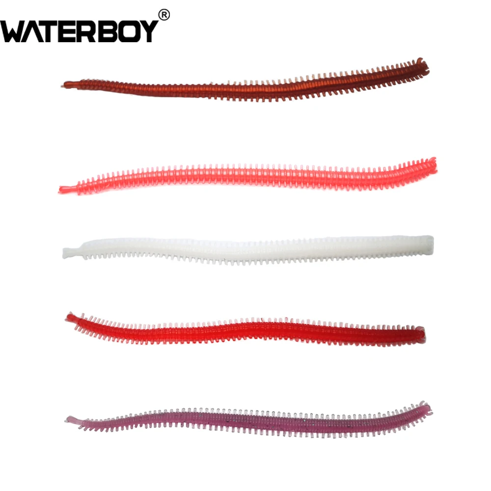 WATERBOY 13cm 2g Plastic Artificial Grub Lures Wobbers Sea Earthworm Fishing Lure Red Worm Softbait