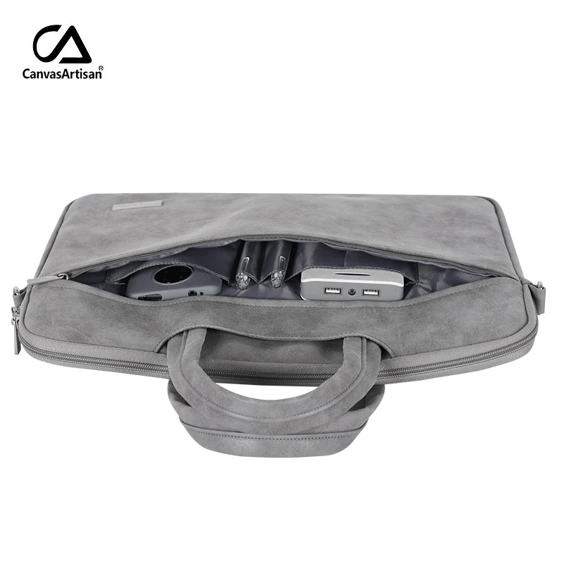 Factory Direct In Stock PU Laptop Briefcase Slim Waterproof Protection Bag Laptop Sleeve With Handle