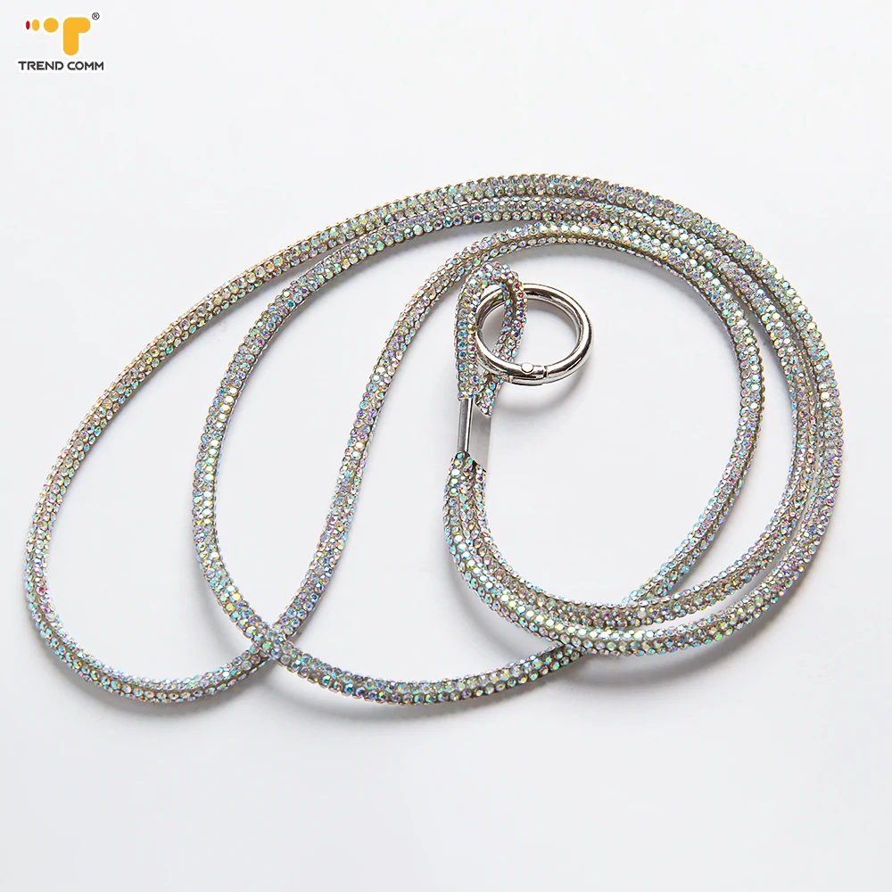 Universal 6mm Glass Crystal Rope Soft Tube Sparkling Rope String for Cell Phone Lanyard With Adjustable Shoulder Strap Patch