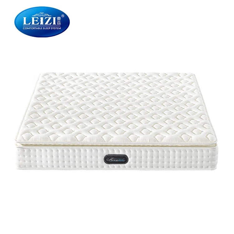 Foshan high quality health care pillow top white fabric hotel latex foam pocket spring mattress