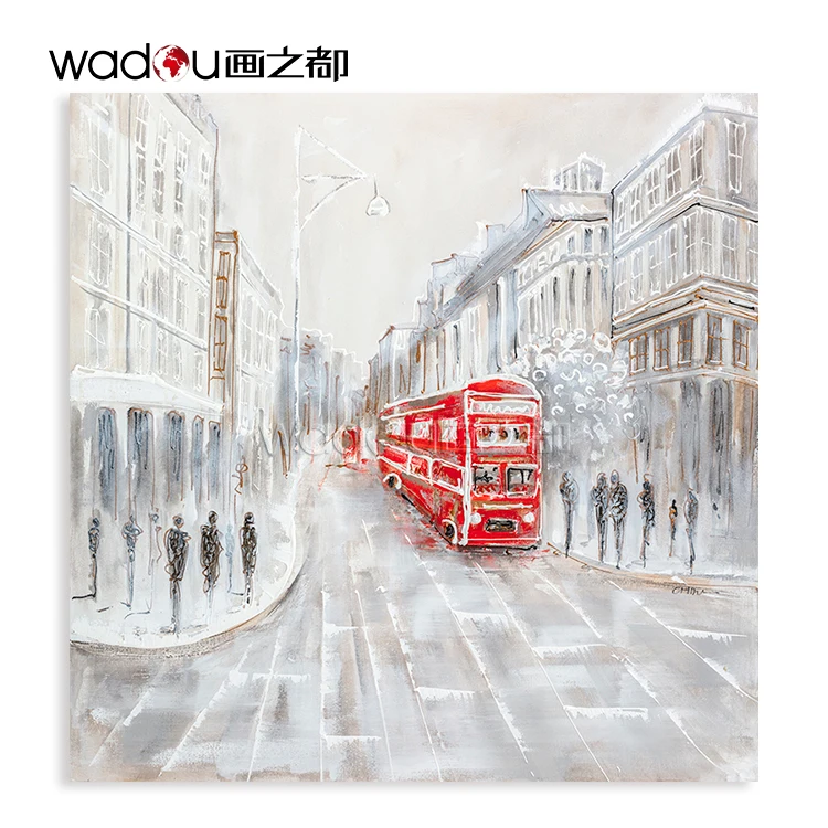 90*90cm Abstract 100% Hand Painted City Landscape Cross Wall Painting Abstract Art For Home Decor