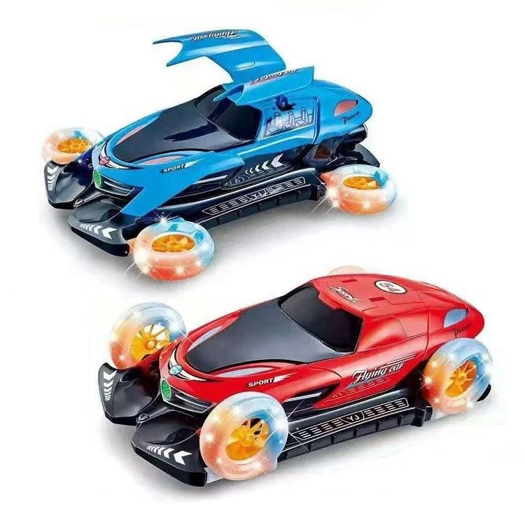 Toys 2021 New Product Rotating Four-Wheel Flying Car Flashing Electric Universal Transforming Car Toy With Music Juguetes