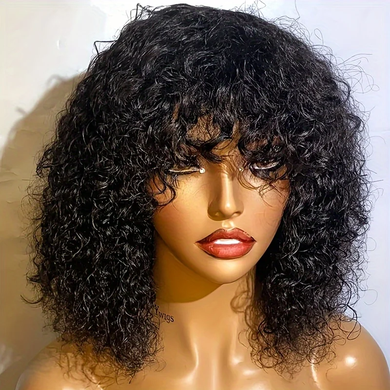 Short Full Machine Water Wave Human Hair wigs Favorable Wigs With Natural Colors for Black Women