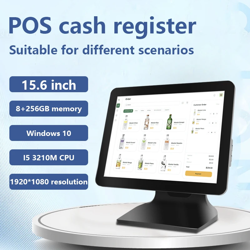 Розничные магазины 15 6 дюймов Wi-Fi Smart POS система кассовых аппаратов с клиентским дисплеем программное обеспечение безопасности оплаты pos