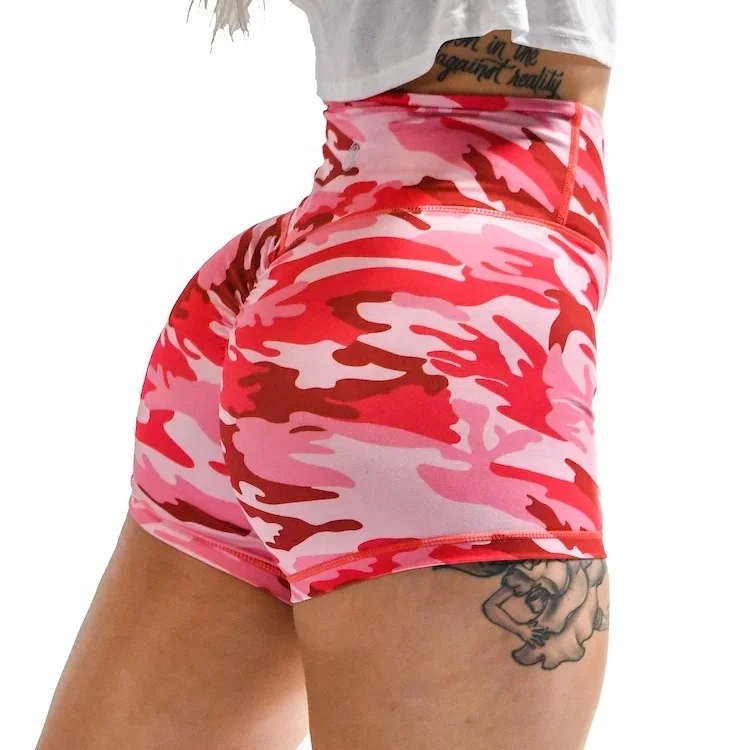 Leisure Workout Shorts Camo Printing High Waist Yoga Wear Women Sexy Outdoor Training Booty Shorts