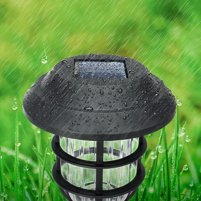High Quality Set of 8 Classic Design Double Rings Lamp Black Waterproof Solar Powered Integrated LED Pathway Light