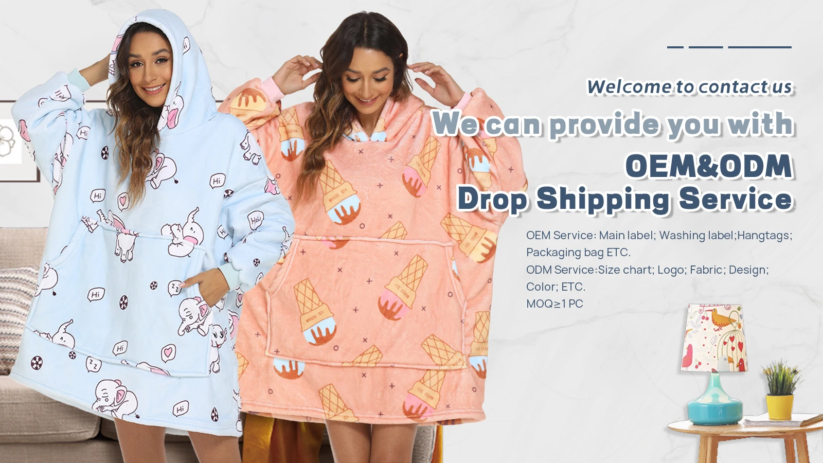 Offer OEM ODM Label Size Color Pattern Dropshipping MOQ 1 Piece Sample Service Hoodie Blanket