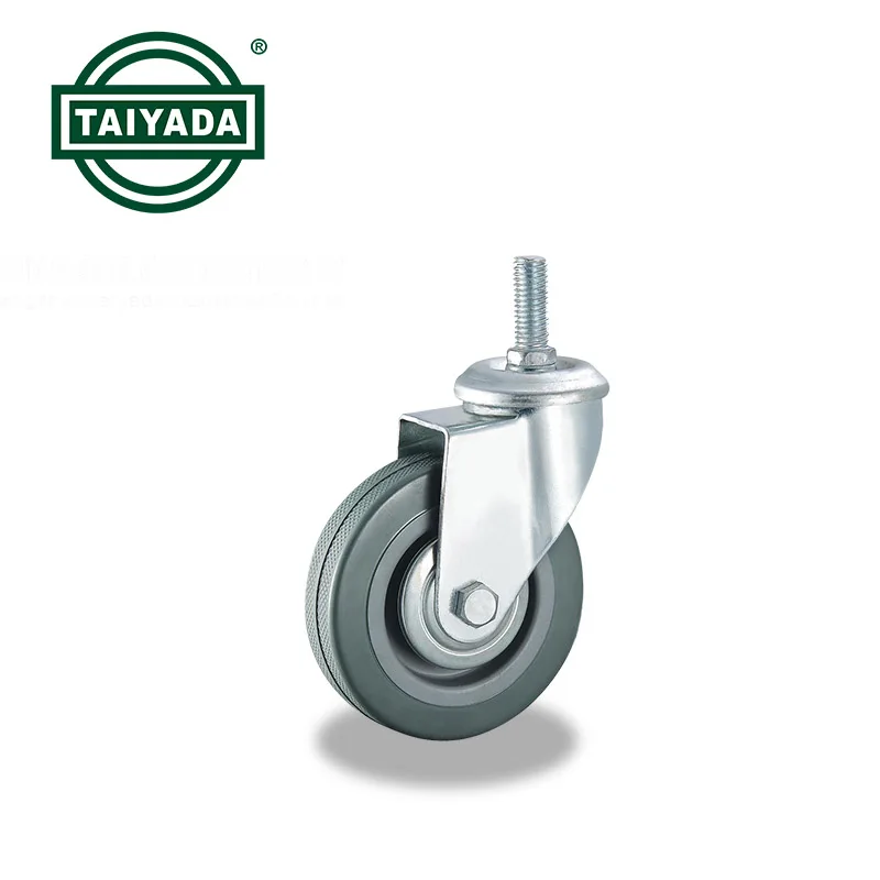 grey PVC caster wheel 2/3/4 inch caster wheel manufacturer threaded stem for equipments and machines