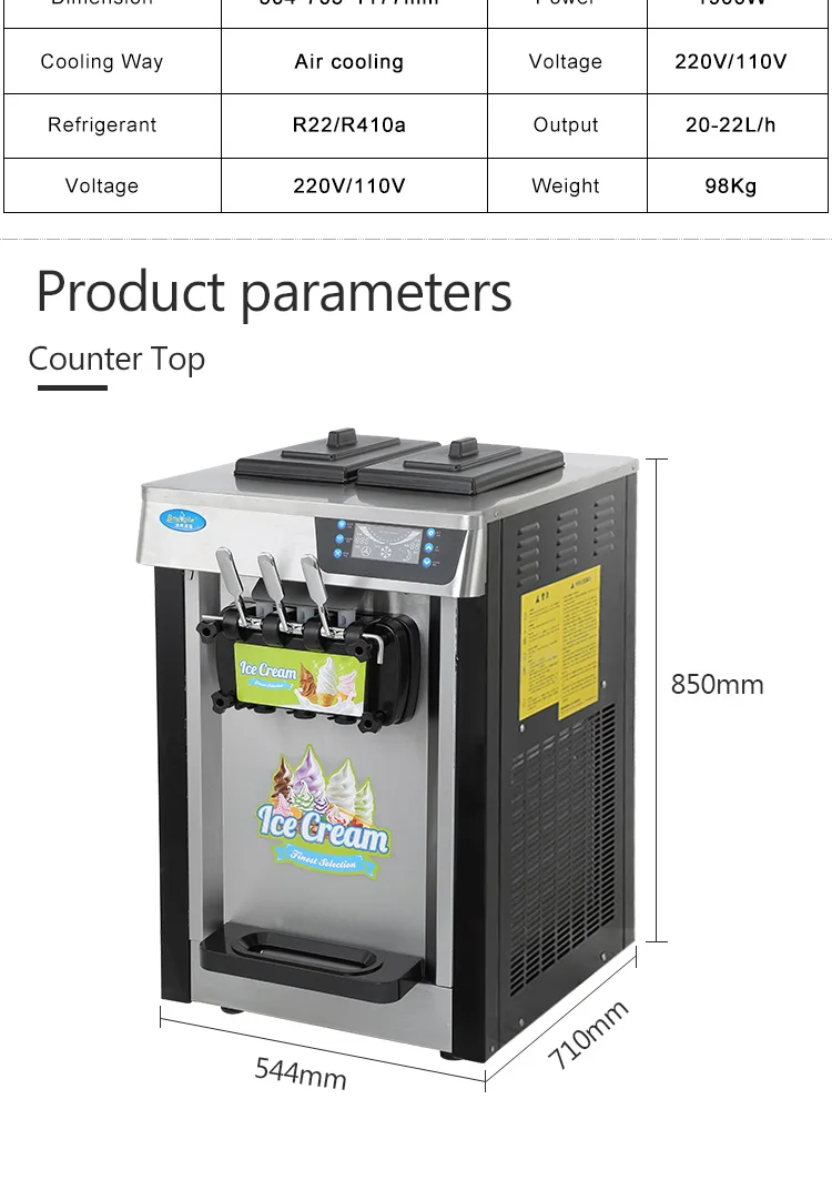 3 Flavors Commercial Soft Serve Multi Rainbow Ice Cream Machine