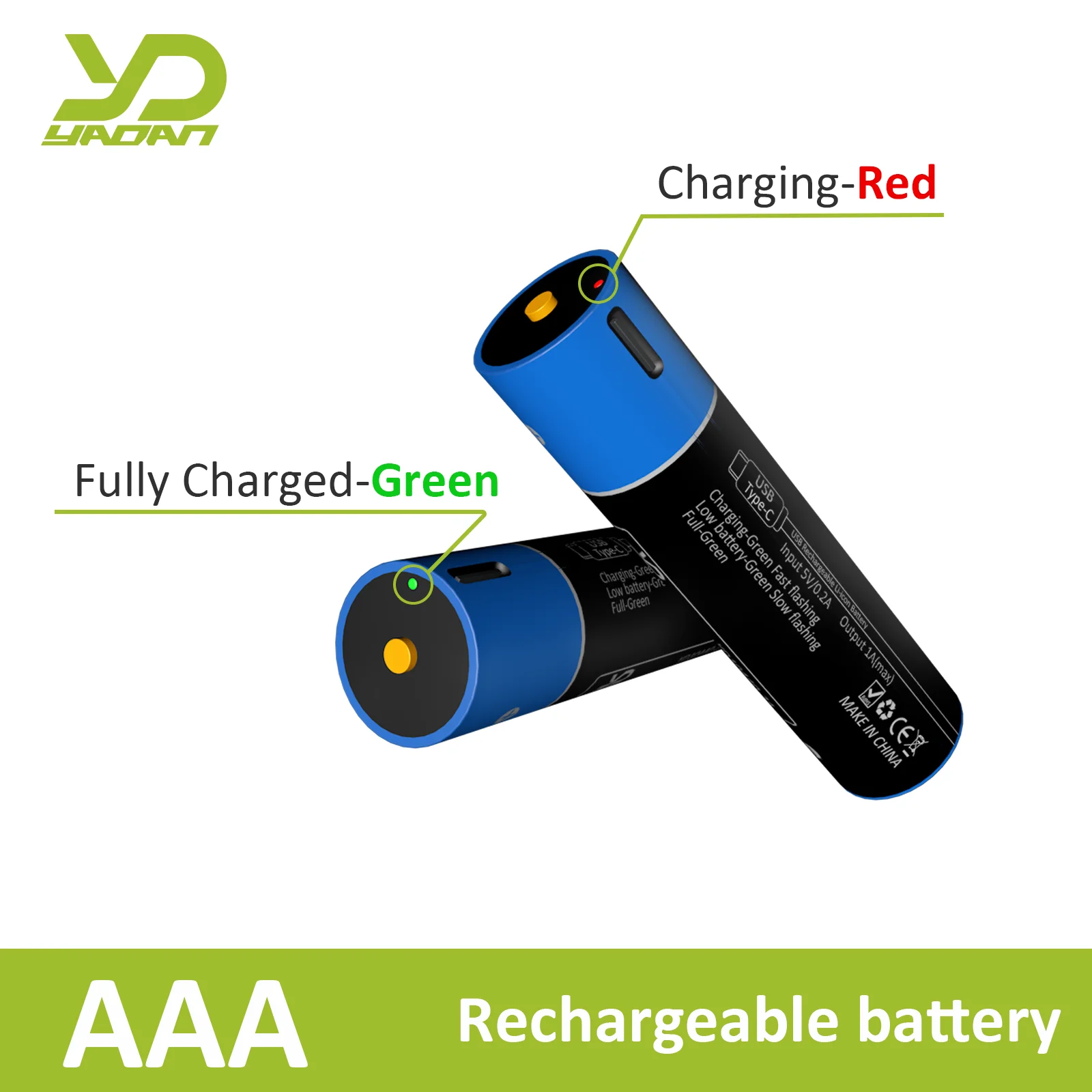 YaDan AAA/AA 1.5V USB Rechargeable Lithium Battery AAA Type-C Rechargeable Li ion Batteries