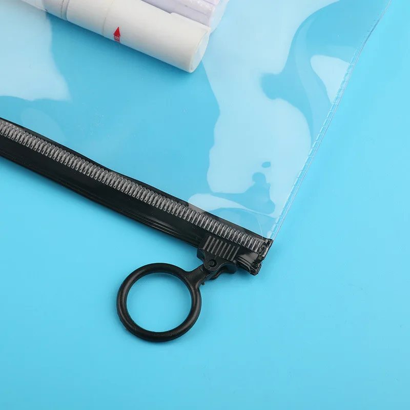 Custom Printing Plastic Zipper Lock Bags For Clothing Cosmetic Lipstick Packaging, Thick PVC Frosted Bag with Zip ring