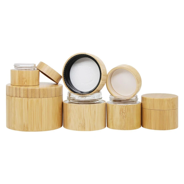 2oz 3oz 4oz child proof bamboo glass jar with bamboo lid, the whole jar can be all bamboo skin