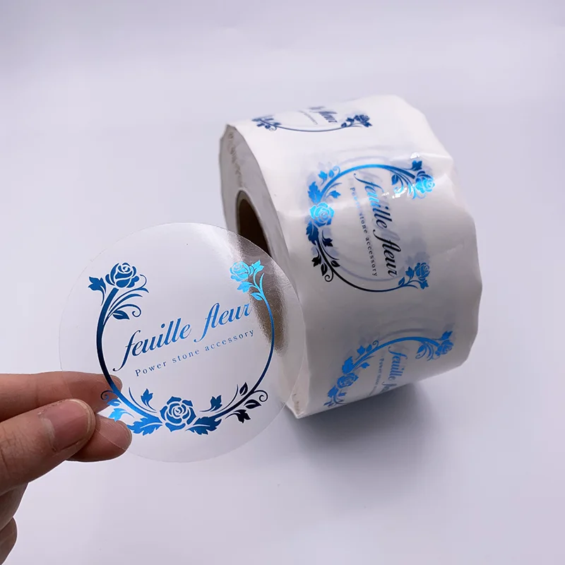 Customized Adhesive Vinyl Transparent Stickers Sheet for Glass Gold Foil Logo Clear Label Water Proof Plastic Stickers Printing