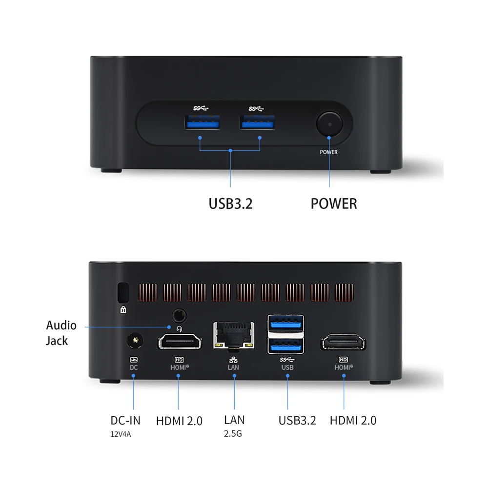 Zkmagic Hot Selling Computer Mini PC Linux OS M8 Intel N95 CPU M.2 SSD PCIE NVMe 4K Dual HD-MI PC Gaming PC