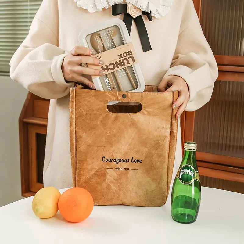 Custom Cooler Lunch Bag Waterproof Thermal Insulated Washable Dupont Tyvek Paper Lunch Cooler Bag for Kids adults women