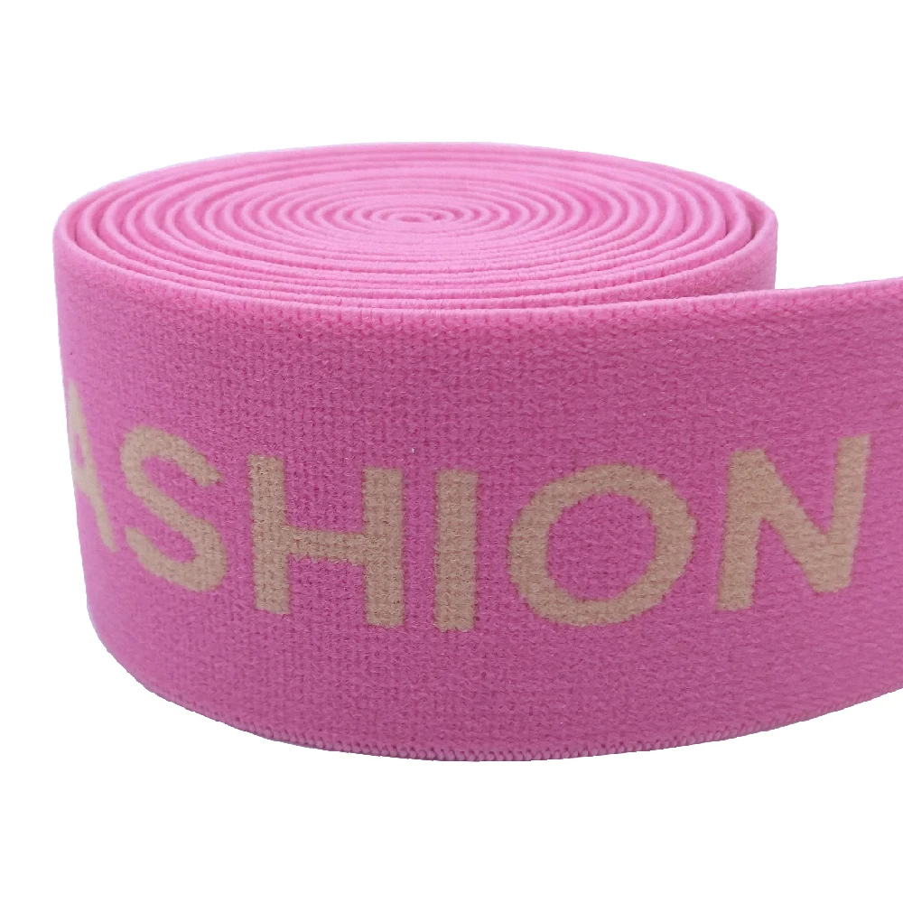 High quality fashion garment processing accessories 38mm pink soft nylon jacquard elastic band for underwear