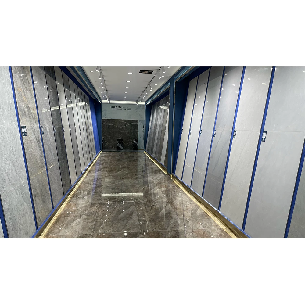 Exhibition Hall 600x1200mm Dark Color Porcelain Tiles Full Body Marble Glazed Polished Porcelain Glossy Floor Glossy Finish Tile