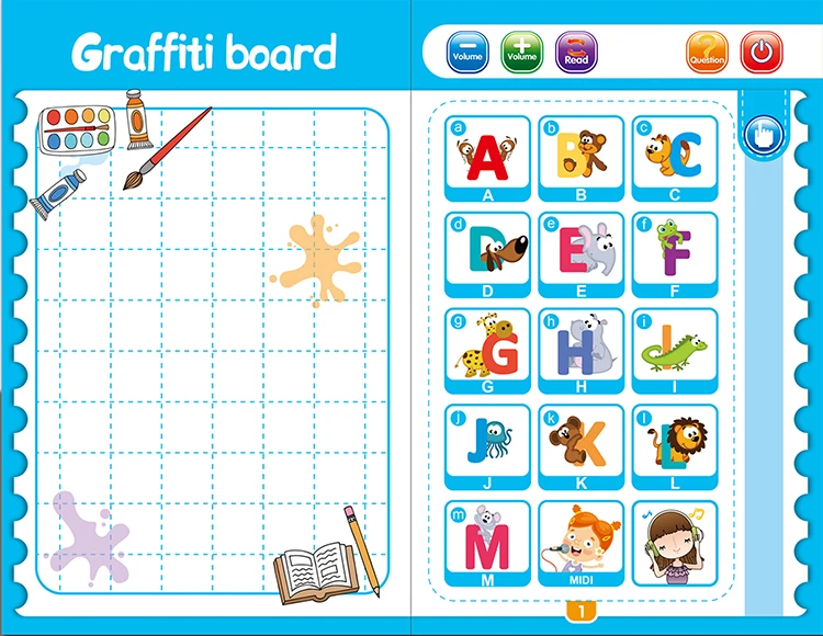 wholesale kids educational books learning english audio book alphabet with writing board learning machine