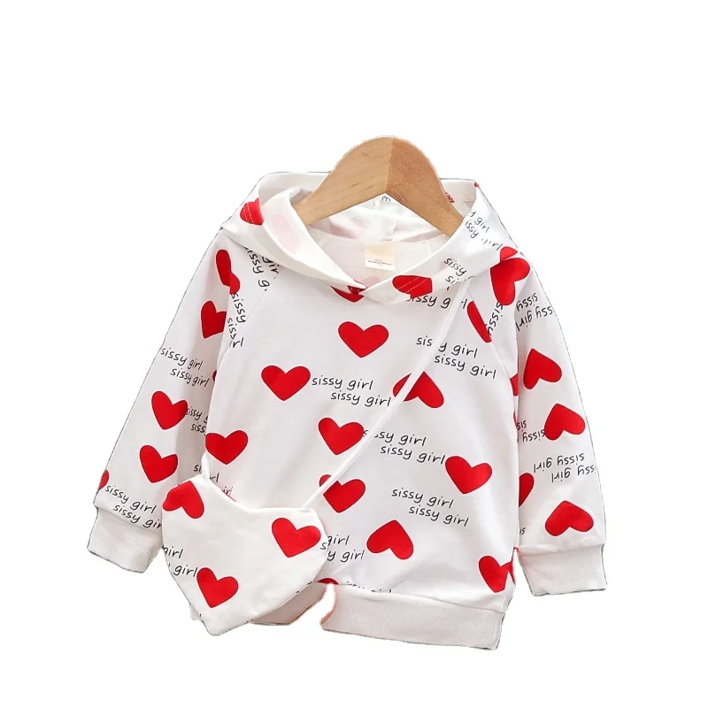
IHJ755 Autumn Boy and girl cotton heart shaped print Hoodies baby clothes 