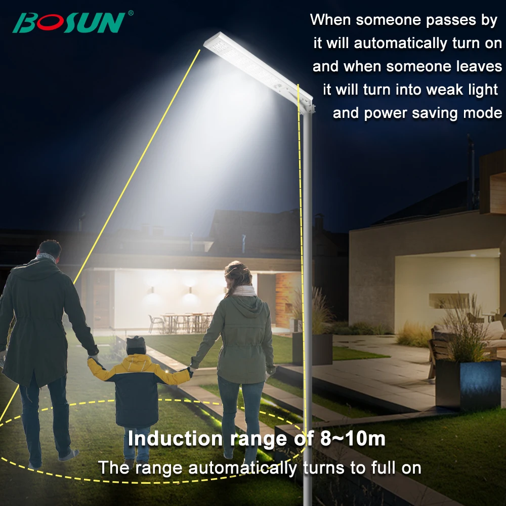 BOSUN Outdoor ip65 waterproof Hight Lumen solar led street lamp light 50w 60watt 80w solar led street light