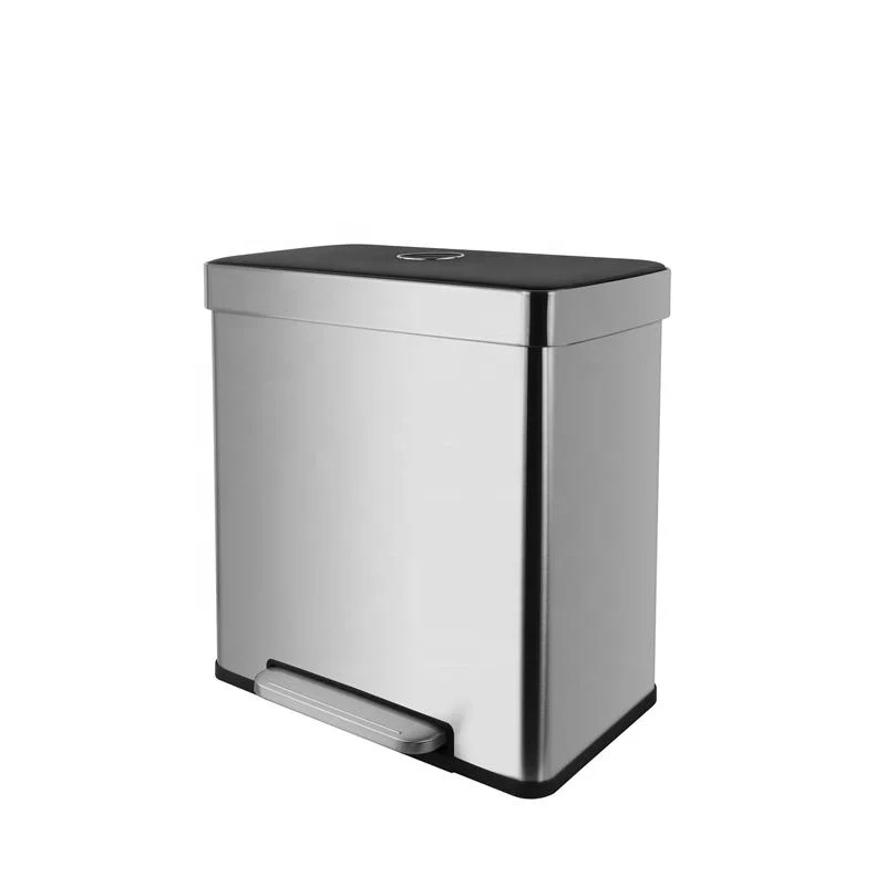 Recycle 60L Garbage Bin Soft Closing Lid and Lock Function With 2 Compartments Modern Trash Can