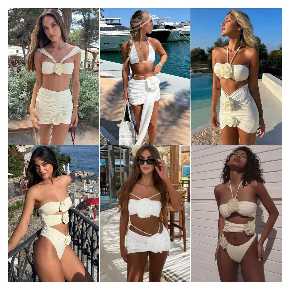 3D Big Rose Flower Bikini Set 2024 Swim Wear Bikinis & Beachwearsexy Woman Brazilian Custom With Logo Fancy Swimwear For Women