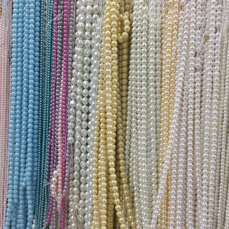 JC Factory Wholesale Customised 3mm-10mm Glass Peal Beads Glass Beads  Pearls Coloured Round Pearl