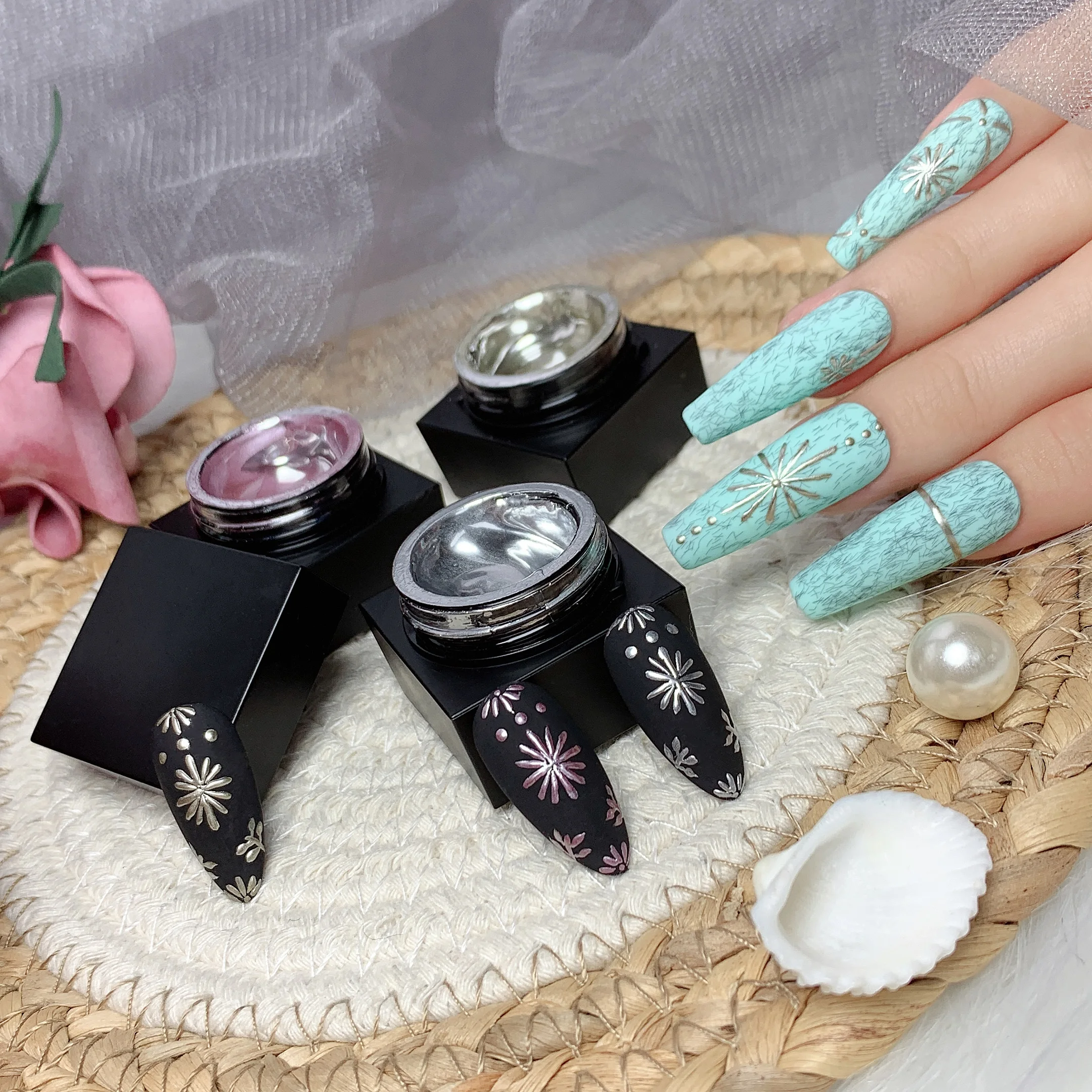 Tenteu Free Sample Private Label Metal Emboss Gel 5g UV/Led Gel Nail Polish For Salon low MOQ