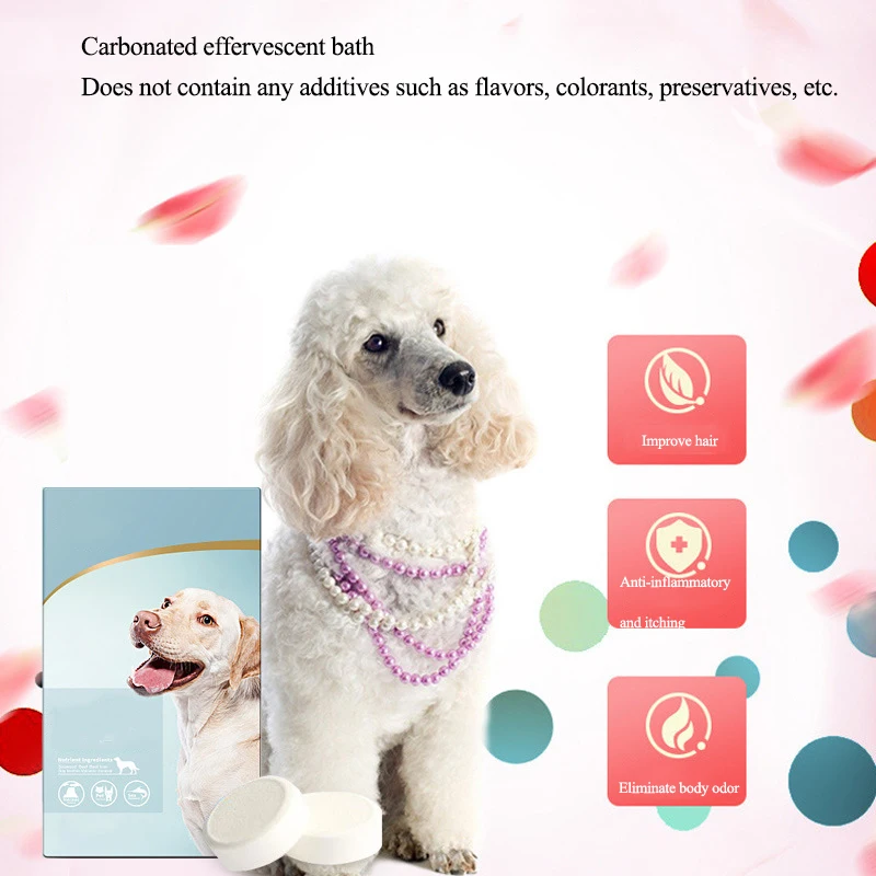 Pet кошки и собаки спа газированные шипучие таблетки Очищающие Таблетки шампунь для ванной