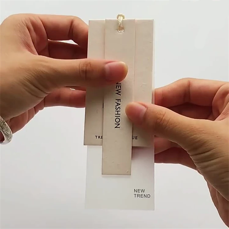 Custom Luxury Garment Swing Tags Clothes Label print Name logo Plastic hang tag with string paper hangtags For Clothing own logo