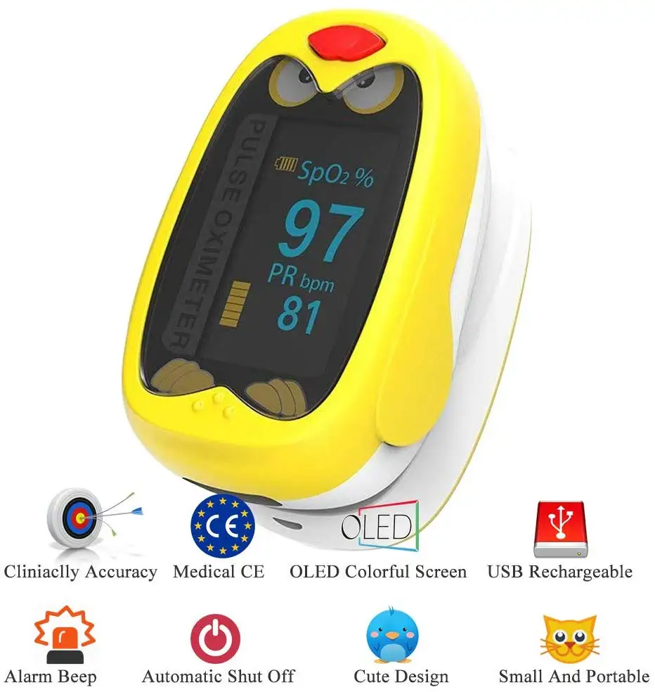 
Baby and Kids Oximeter, Rechargeable Fingertip Pulse Oximtero for Infant and Children Blood Oxygen Saturation Heart Rate Monitor 