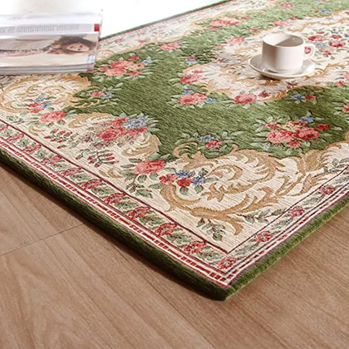 Wholesale custom  hot sale Living Room carpet anti slip luxury chenille Jacquard carpet Weave flower floor mat area rugs