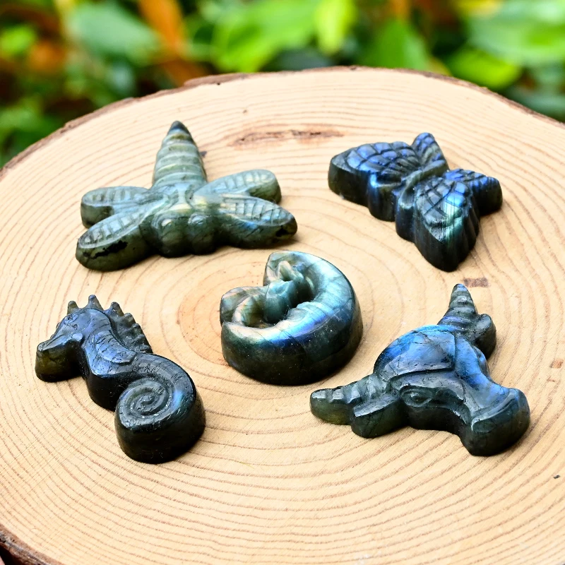 Wholesale Natural Crystal Healing Stone Crystal Labradorite Carving For Home Decoration