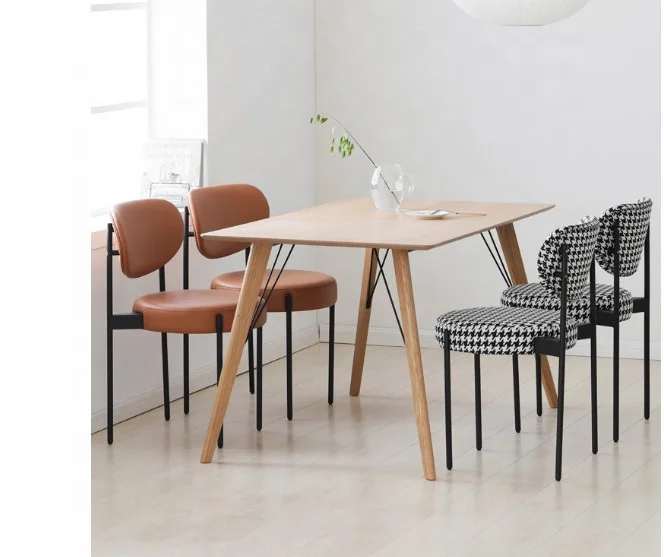 Modern simple metal frame dining chair designer round cushion leisure chair hotel restaurant furniture