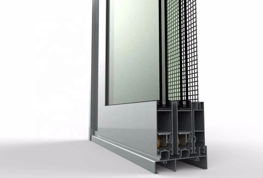 Outside 2 panel slide balcony glass window weatherproof mosquito net sliding aluminium window
