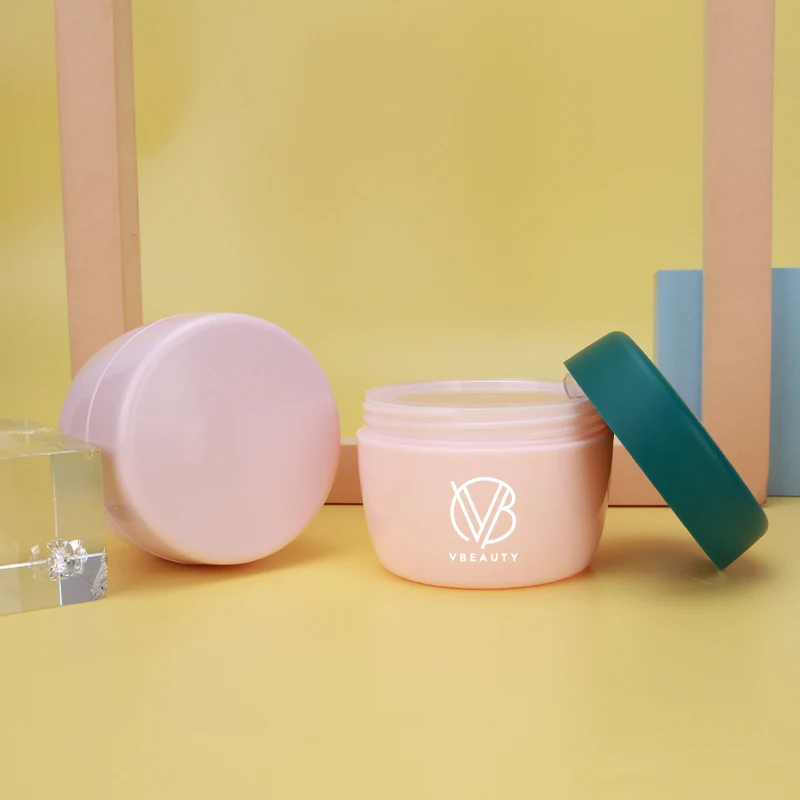 Recycled Plastic Cosmetic Jars Round Shape Cream Jar Customized Color Plastic Round Jars