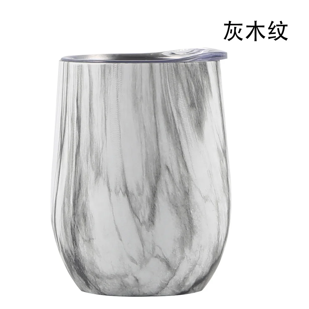 Винный стакан 12 унций высококачественный для кофе с деревянной поверхностью из нержавеющей стали двойными стенками изолированный вина в форме яйца