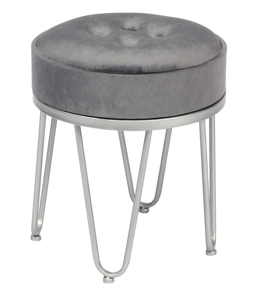 Bailey Velvet Footrest Ottoman Vanity Upholstered  Make Up Stool Metal Legs Stool