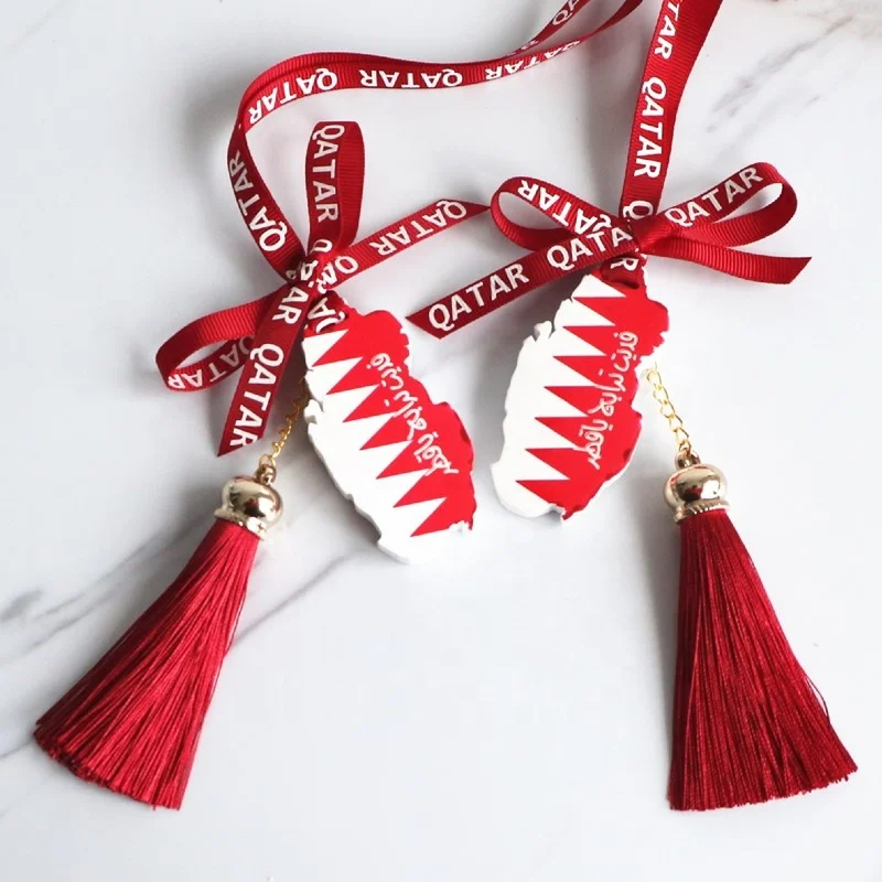 New Design Colorful Hanging Qatar Map Shaped OEM Customized Scented Ceramic Aroma Essential Oil Diffuser Stone