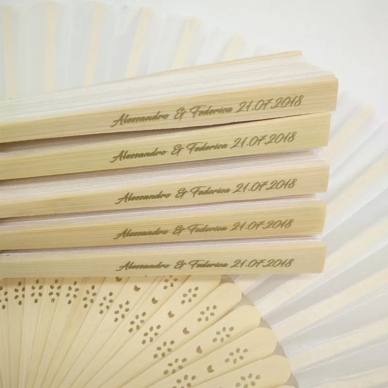 Personalized White Hand Fan For Wedding Customized Names & Date as Wedding Favors Gift Personalized Logo