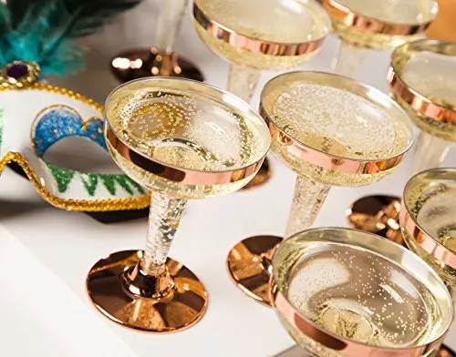 
High Quality Rose Gold Rim Hard Plastic Martini Glass 