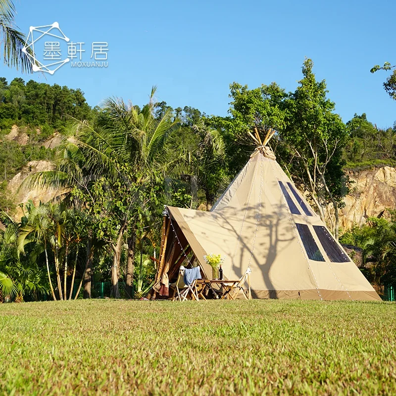 6/12/20 People Outdoor Luxury Canvas Teepee Camping Tipi Event Pyramid Tent